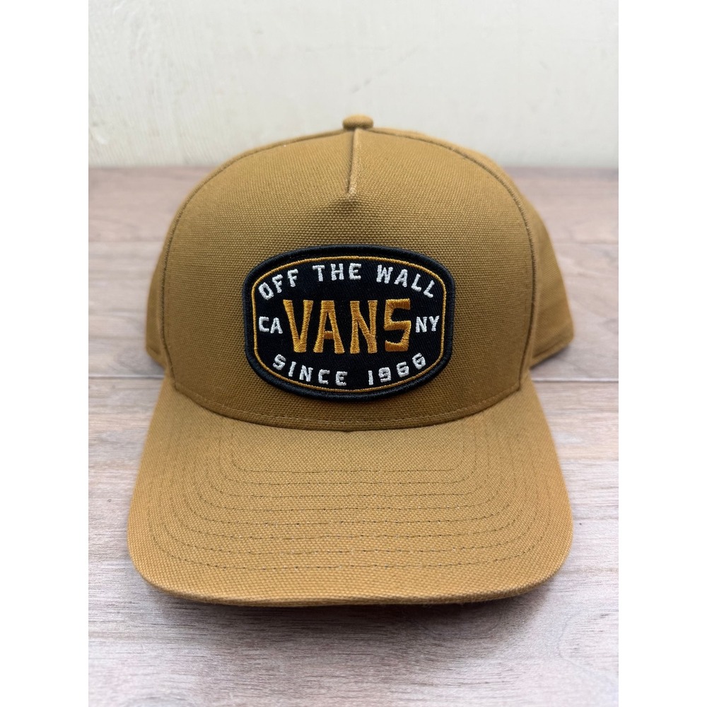 Vans Snapback Baseball Cap Men's Tan Khaki Off The Wall Patch